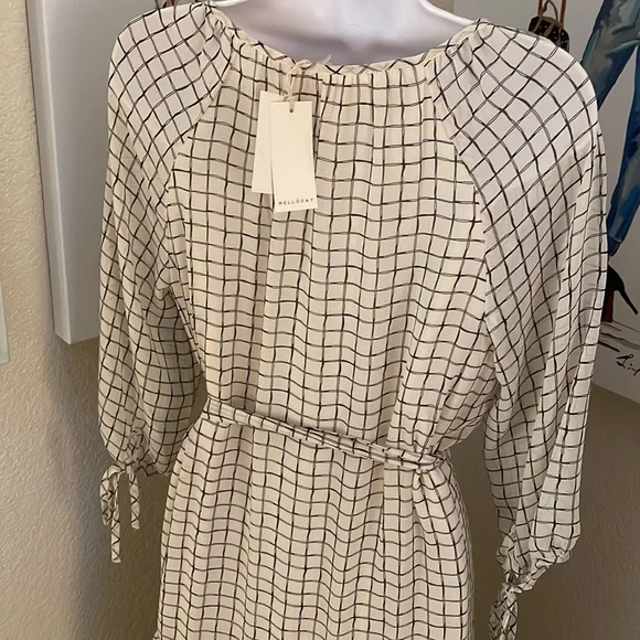 Melloday beige black plaid layered dress size S new with tag - Picture 8 of 16